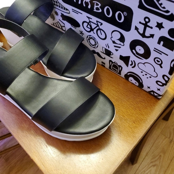bamboo platform wedge sandals - Picture 6 of 6